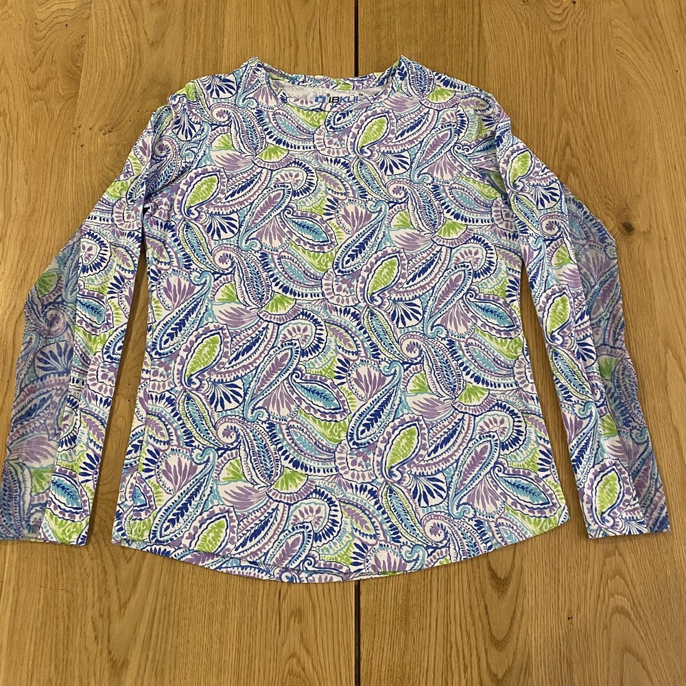 IBKUL Massie Plum pullover top Women's Small long sleeve vented
